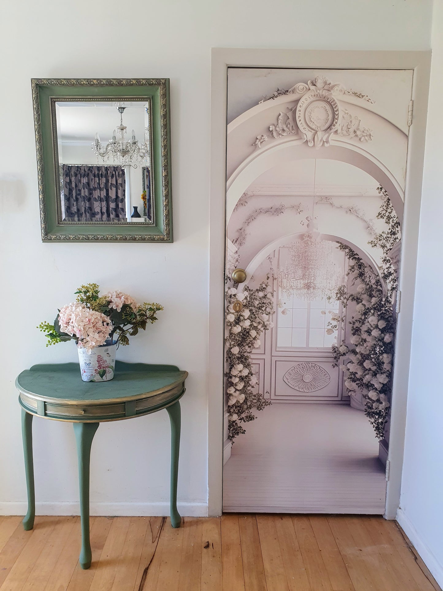 Door Image with Half Round Table and Mirror